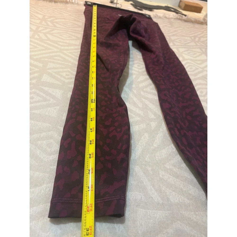 Lululemon‎ Align HR Crop 21 Leopard Jacquard Burgundy Ankle Leggings Size 4